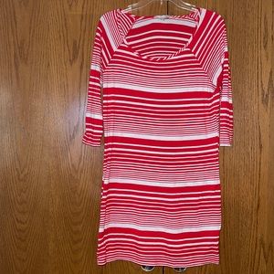 Red and white stripped dress